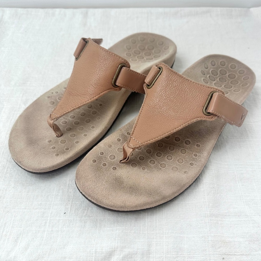 Vionic Wanda‎ Leather Adjustable Thong Sandals Womens US 7.5 Comfort